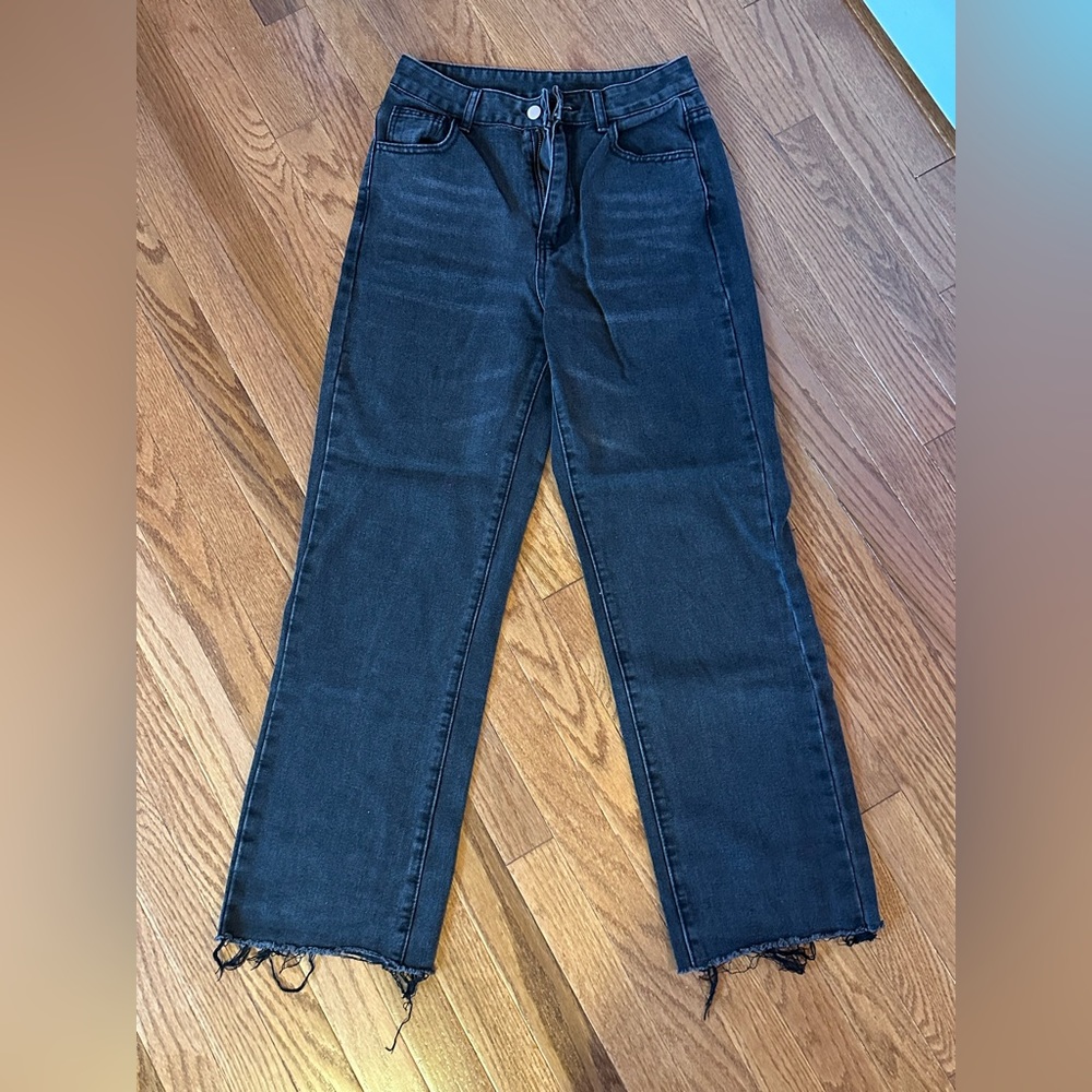 Black straight leg jeans